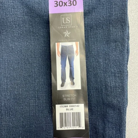Urban Star Men's 30x30 Stretch Slim Fit Jeans Blue Denim  N0248 - Picture 9 of 12